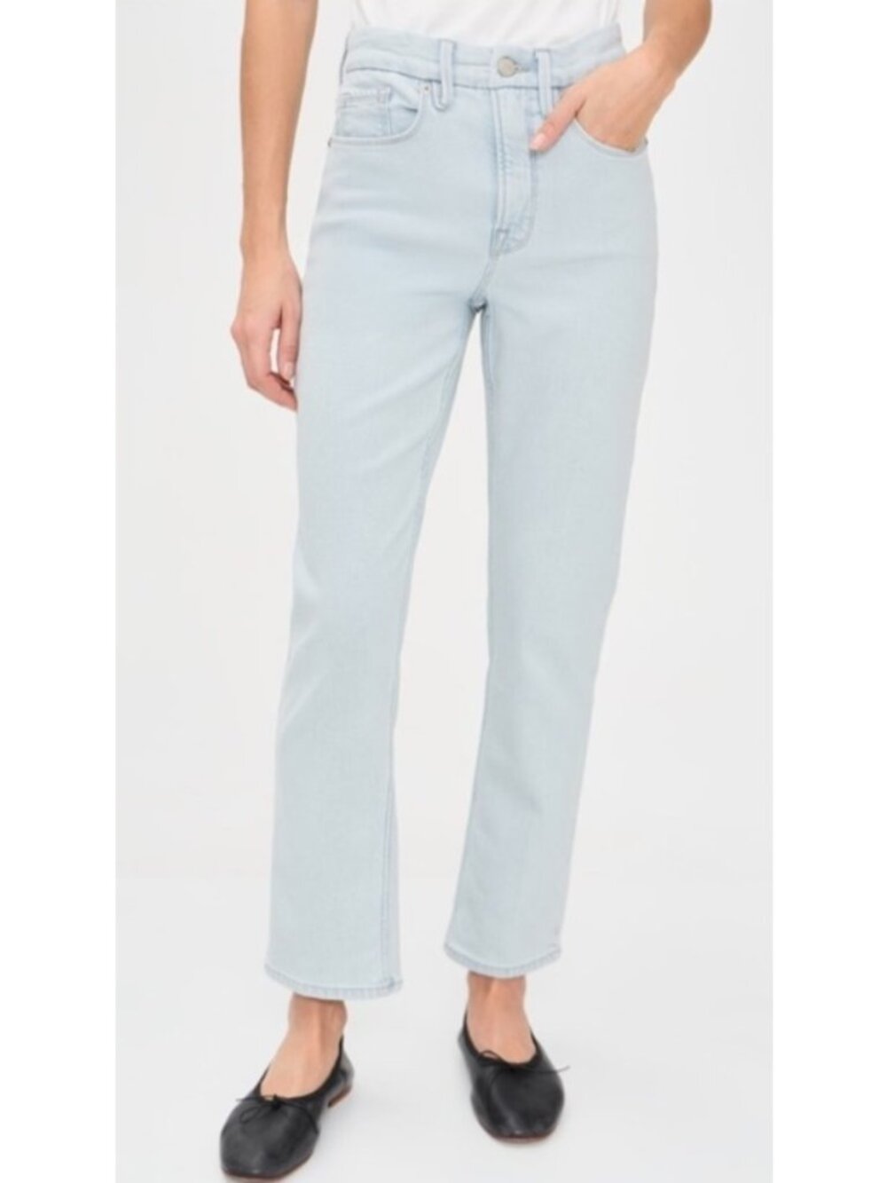NEW Good American Good Classic Straight Light Wash High-Rise Jeans 0/25 Stretch